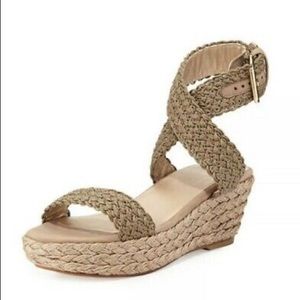 Stuart weitzman tan alexis ankle wrap sandals